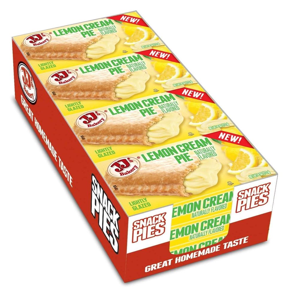 JJ's Bakery Lemon Cream Pie Snack Pies, Individual Dessert, Fresh-Baked, Nut-Free, Kosher Parve, 4 Oz Each (Pack of 12)