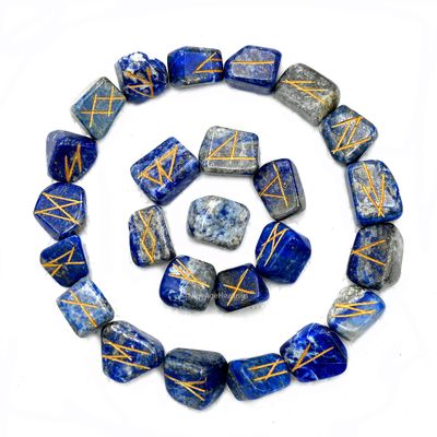 Amazing Gemstone Lapis Lazuli Runes Crystal Runes Set of 25 Engraved Rune Stones with Runes Book PDF