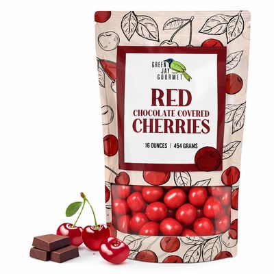 Green Jay Gourmet Red Chocolate Cherries - Handmade & Fresh Red Chocolate Covered Cherries from Michigan - Great Gift for Chocolate Lovers - 16 Ounce Resealable Bag