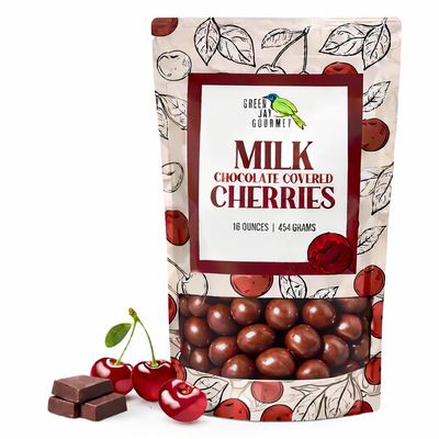 Green Jay Gourmet Milk Chocolate Cherries - Handmade & Fresh Milk Chocolate Covered Cherries from Michigan - Great Gift for Chocolate Lovers - 16 Ounce Resealable Bag