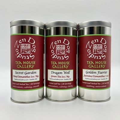 Zen Dog Teas Gift Pack (6 teas) Secret Garden, Dragon Well, Golden Faeries, Moonlight White, Yun Jian, Dragon's Breath