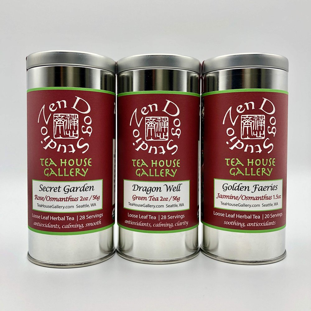 Zen Dog Teas Gift Pack (6 teas) Secret Garden, Dragon Well, Golden Faeries, Moonlight White, Yun Jian, Dragon's Breath