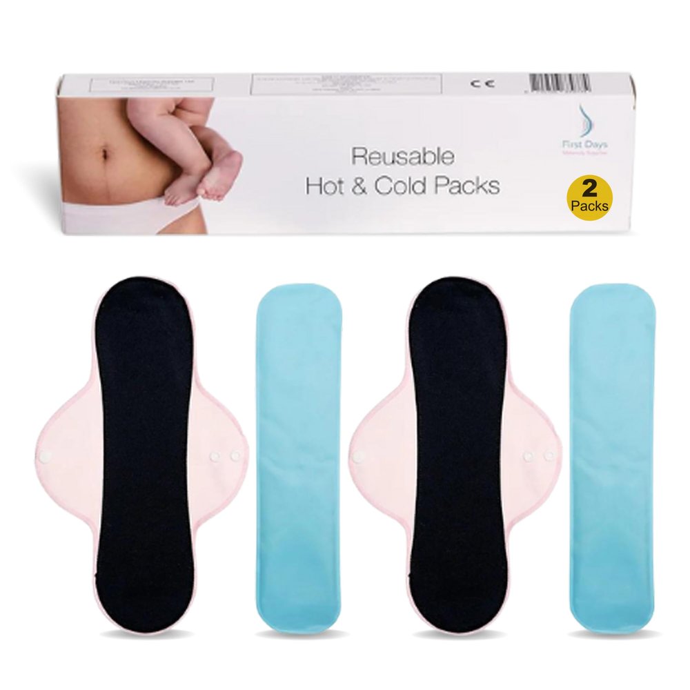 First Days Maternity - Reusable Hot & Cold Packs (2) for Postpartum Recovery, Episiotomy Relief, Haemorrhoids, Bruising and More. Warm and Cool Therapy