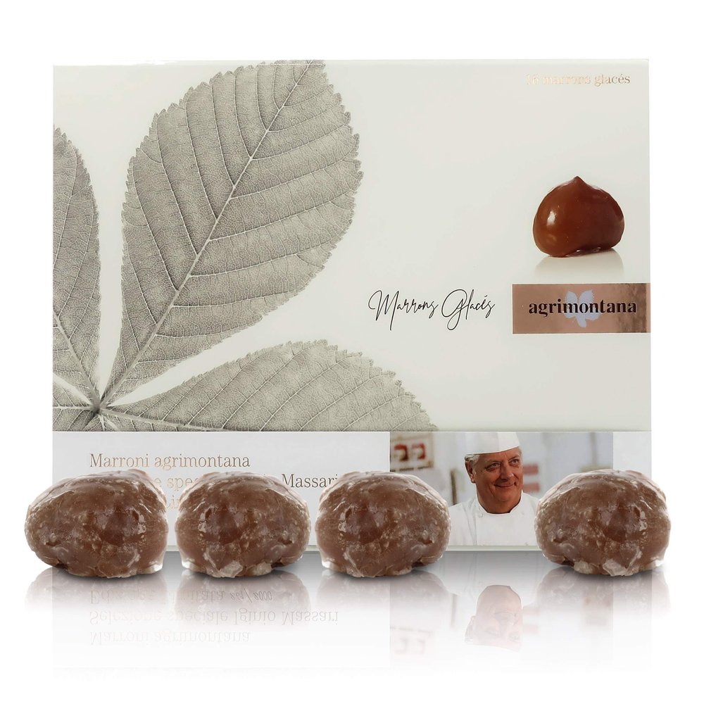 16 Marron Glacs (Glazed Chestnuts) in Gift Box - Iginio Massari Special Selection - Numbered Limited Edition, 360g/12.7oz
