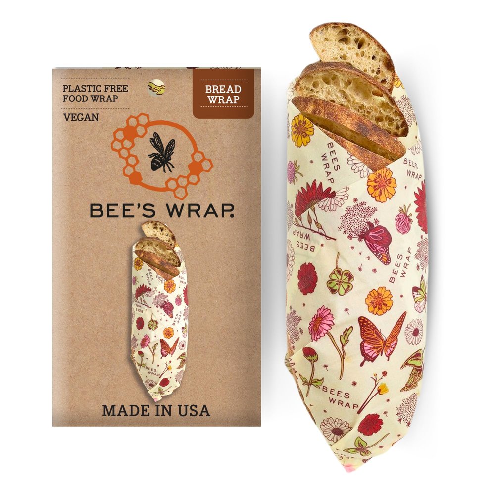 Bee's Wrap Vegan Beeswax Wraps for Bread - Beeswax Bread Wrap for Sourdough & Bread Storage - Made in USA Reusable Natural Food Wrap - Meadow Magic