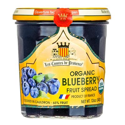 Blueberry Jam Spread USDA Organic Preserve  12 OZ / 340 G  Made in France Traditional Jam Non GMO Gluten Free