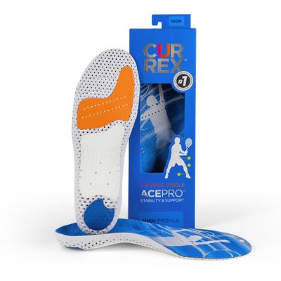 CURREX AcePro, Arch Support Insoles for Tennis, Field Hockey, Racquetball, Net Sports, Increase Performance & Agility, Court Based Sports Inserts for Men & Women (High Arch, Small)