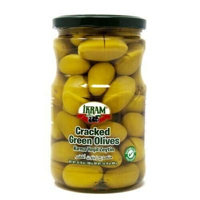 Ikram GREEN OLIVES CRACKED 700GR Product of Turkey