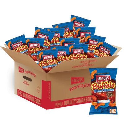 Herr's Buffalo Blue Cheese Curls, 3 Ounce (Pack of 20 Bags)  Spicy Buffalo and Creamy Blue Cheese Flavor  Great for Game Day Snacks