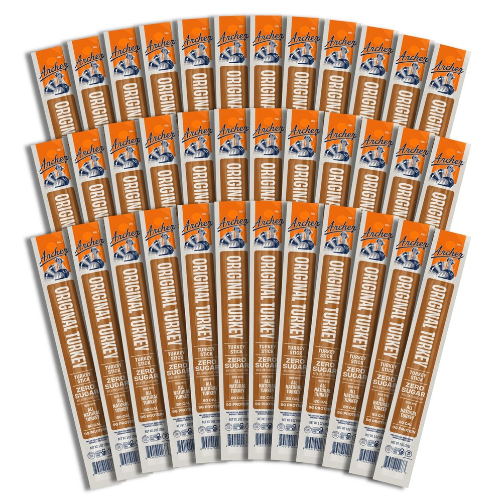 Archer Jerky Turkey Jerky Sticks - All Natural Turkey Sticks, Protein Snack for People, On the Go Protein, Gluten Free, Keto, Original Flavor - 1 oz (Pack of 36)