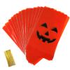 Outus 50 Pieces Halloween Jack O Lantern Pumpkin Treat Bags Flat Cellophane Orange Treat Candy Bags Halloween Plastic Party Favor Decor for Bakery, Popcorn, Cookie Candy Dessert with Gold Twist Ties view 4