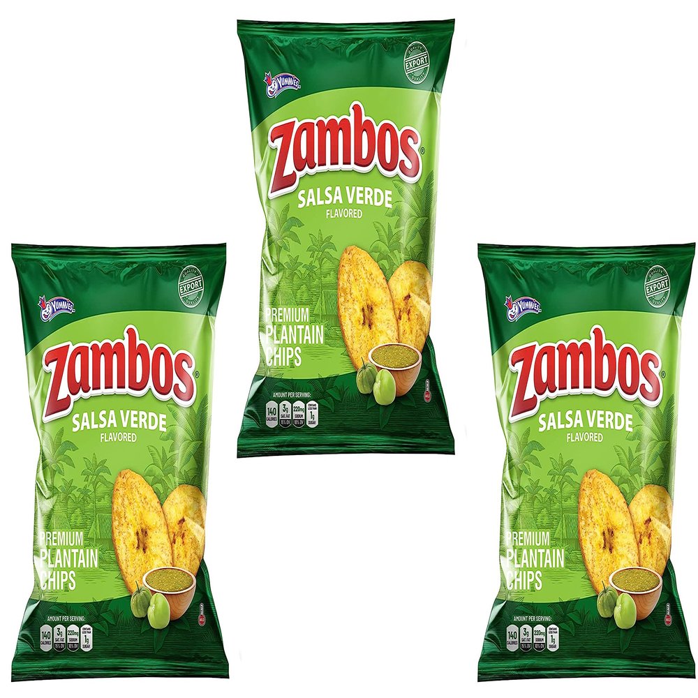 5.3 ounces (150g) (pack 03) - Zambos Plantain Chips Delicious Plantain Chips with Green Salsa (Tajaditas de Pltano con Salsa Verde), Unique Flavor from Salvajes del Trpico, plantain chip