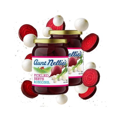 Aunt Nellies Pickled Beets & Onion | Tangy, Earthy, Sweet and Delicious | Deep Vibrant Ruby Red-Purple | Grown & Made in USA | Smoothies, Salads, Side Dishes (16 oz, 2-Pack)