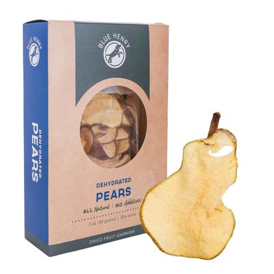 BlueHenry Dehydrated Pear Fruit Garnish Slices - 3oz Bag - 30+ slices Made in USA - All Natural - Vegan, Gluten Free - For Cocktails, Baking, Snacks