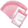 100 Pcs Resealable Mylar Bags, Sealable Odor Proof Foil Pouch Bag with Clear Window, Small Bussiness Packaging Supplies (Pink, 4.7 X 7.9 Inch) view 1