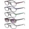 MODFANS 5 Pack Reading Glasses Fashion Wood-Look Spring Hinges Stylish Readers Men Women (5 mix pack, 0.75)