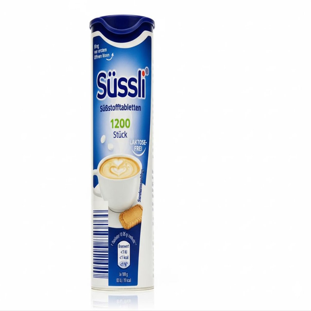 sssli suessli German Sweetener Tablets 1200pcs in Dispenser - Lactose Free Recipe - Imported from Germany