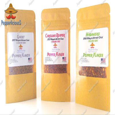 3/4 oz Carolina Reaper - Ghost - Habanero - FLAKE Variety Pack - Guinness Worlds Hottest Chiles