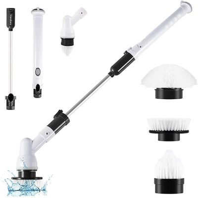 Electric Spin Scrubber, 2020 Upgraded Bathroom Cordless Shower Scrubber with 3 Replaceable Cleaning Brush Head & Adjustable Extension Handle for Tub, Tile, Floor