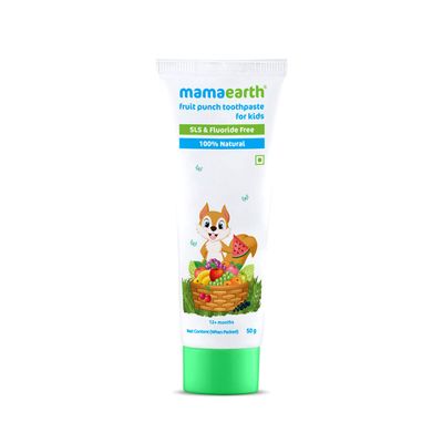 Mamaearth Natural Mixed Fruit Baby Toothpaste | Gently Cleanses Teeth & Gums | Fights Cavities & Tooth Decay | Fluoride Free | Ideal Age 1 to 4 Years | Safe If Swallowed | 1.76 Oz/50g