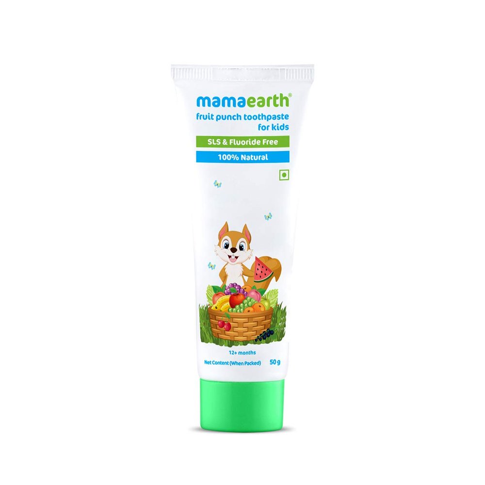 Mamaearth Natural Mixed Fruit Baby Toothpaste | Gently Cleanses Teeth & Gums | Fights Cavities & Tooth Decay | Fluoride Free | Ideal Age 1 to 4 Years | Safe If Swallowed | 1.76 Oz/50g
