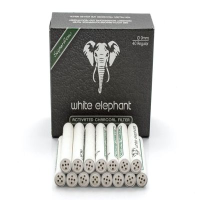 White Elephant 9mm Charcoal Filters (White, 40 Pack)