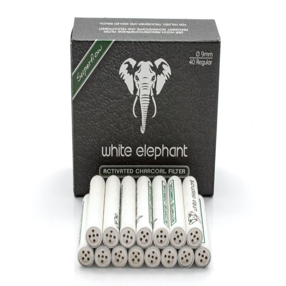 White Elephant 9mm Charcoal Filters (White, 40 Pack)