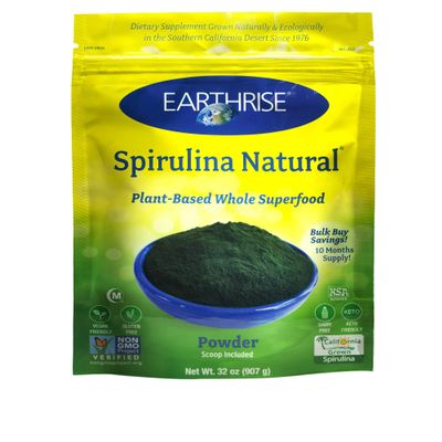 Earthrise Spirulina Natural Powder 32oz, Natural Premium Spirulina from California- Vegan, Gluten Free, Keto Friendly, Non -GMO Super Food high in Vitamins & Minerals. (2 LB)