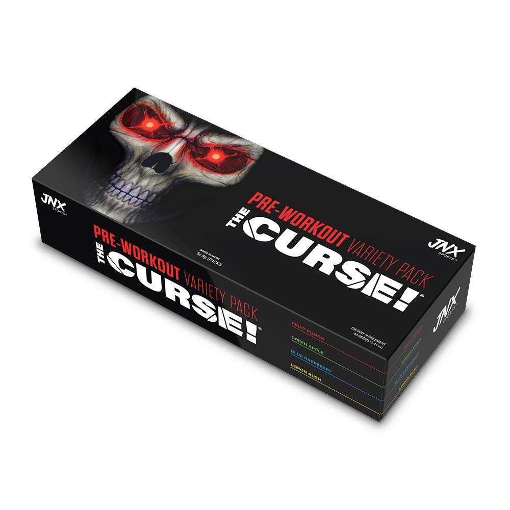 JNX SPORTS The Curse! Pre Workout Powder for Men & Women 5x8g Samples, Sample Variety Pack Caffeine, L Citrulline, Beta Alanine & Creatine for Explosive Energy, Strength, Pump & Focus