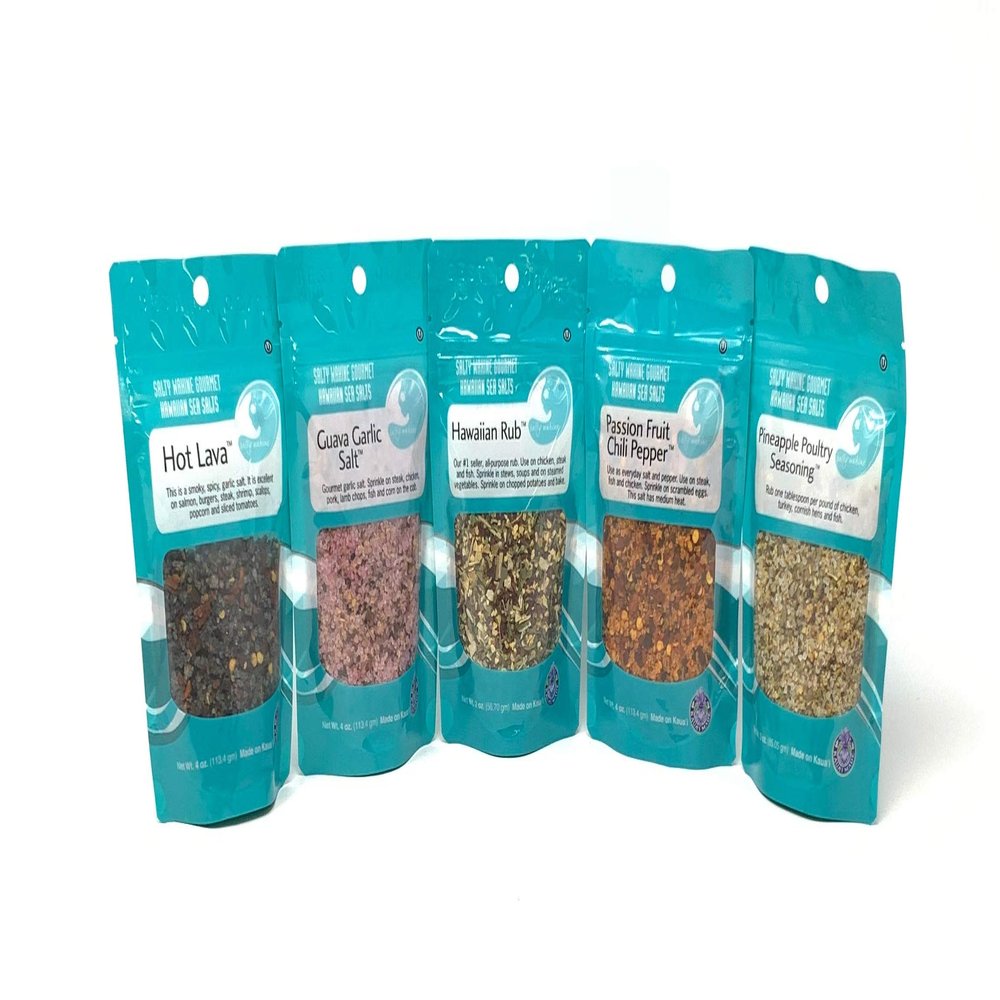 Salty Wahine Gourmet Hawaiian Sea Salts (Popular Sellers, Five Piece Set)