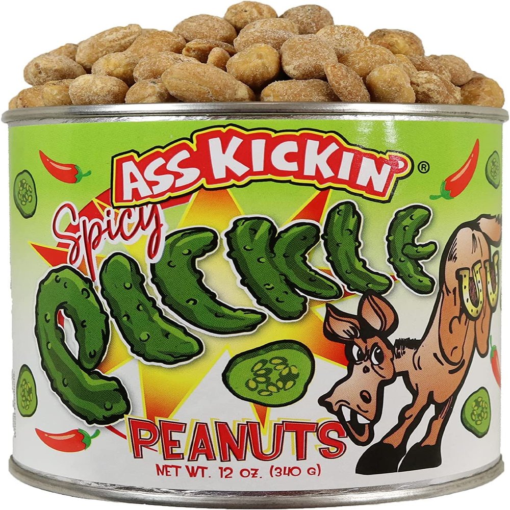 ASS KICKIN Spicy Peanuts - Hot Peanuts Spicy - 12oz - Nuts Flavoured with Pickle - Ultimate Gourmet Gift - Try if you dare!