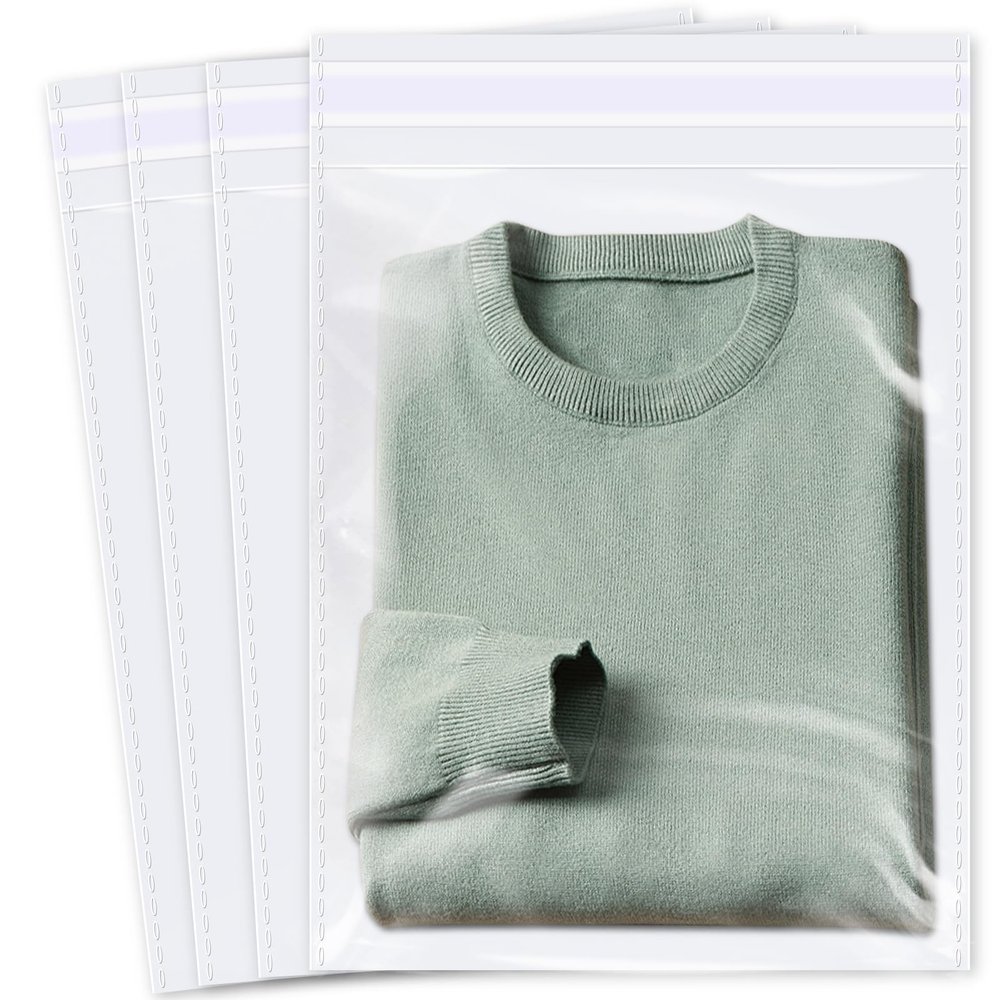 iMailer - 100 Pcs -12" x 18" Clear Plastic Cellophane Bags-Resealable Self Sealing Cello Poly Bags for Prints, Photos, Documents, Clothing, T-Shirt
