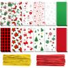 Outus 180 Pcs Christmas Cellophane Bags Candy Cookies Treat Bags Christmas Trees Santa Buffalo Plaid Snowflake Cello Gifts Bags with 200 Counts Twist Ties for Xmas Theme Party Supplies, 12 Styles view 1