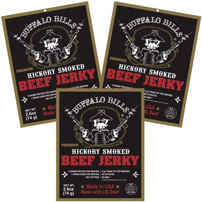 Buffalo Bills 2.6oz Premium Hickory Beef Jerky 3-Pack (hickory smoked jerky made from top round)