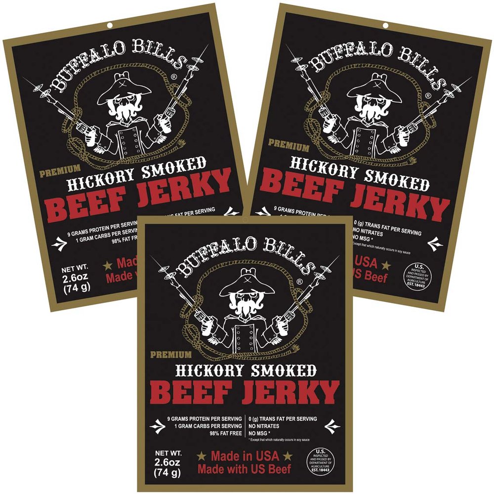 Buffalo Bills 2.6oz Premium Hickory Beef Jerky 3-Pack (hickory smoked jerky made from top round)