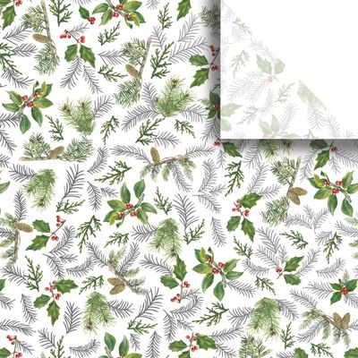 JILLSON & ROBERTS Printed Christmas 20" x 30" Gift Tissue Gift Wrapping Supplies, Glistening Pine, 4 Folded Sheets