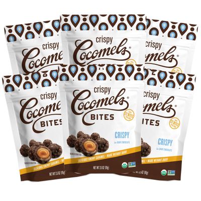 Cocomels Dark Chocolate Covered Bites, Crispy Crunch, 3.5 oz, 6 Pack, Dairy Free, Vegan, Organic