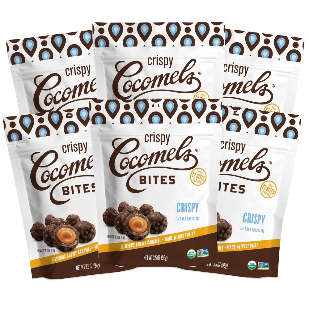 Cocomels Dark Chocolate Covered Bites, Crispy Crunch, 3.5 oz, 6 Pack, Dairy Free, Vegan, Organic