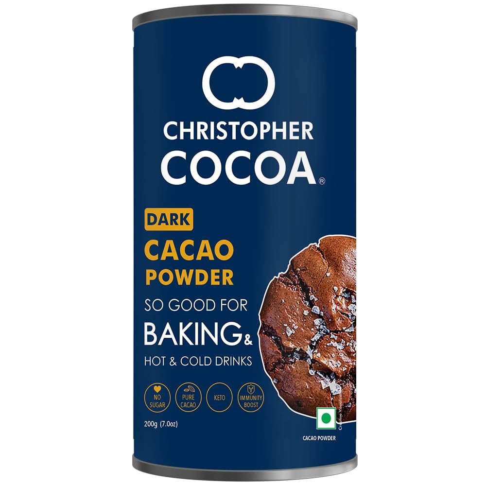 Christopher Cocoa, Dark Cocoa Powder, Unsweetened(Bake, Cake, Hot Chocolate, Drinking Shakes), 200g