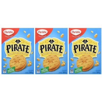 Christie Pirate Oatmeal Peanut Butter Cookies, 300g/10.6oz, 3-Pack {Imported from Canada}