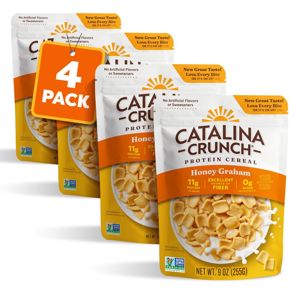 Catalina Crunch Protein Cereal - Breakfast Cereal with 10g of Protein, No Added Sugar - Gluten Free - Honey Nut with Almonds - 8 oz. Bag (Pack of 1)