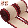 2 Rolls Christmas Buffalo Plaid Wired Edge Ribbons Christmas Tree Burlap Fabric Craft Wrapping Ribbon with Checkered Edge, 216 Inch(2.5 Inch Width,Red and Black) view 1