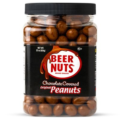 Beer Nuts Chocolate Covered Original Peanuts, Gluten Free, Kosher, Low Sodium, Made In The USA, Perfect for Holidays or Parties, Serious Snacking Since 1953 (22oz, Chocolate Covered Peanuts)