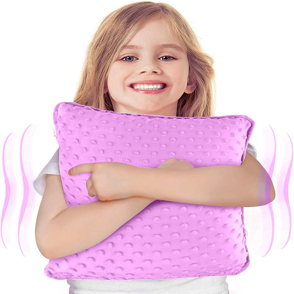 Special Supplies Vibrating Pillow Sensory Pressure Activated for Kids and Adults, 12 Plush Minky Soft Cover, Textured Therapy Stimulation Bumps-Vibrations, Music & Voice Recording (Purple)