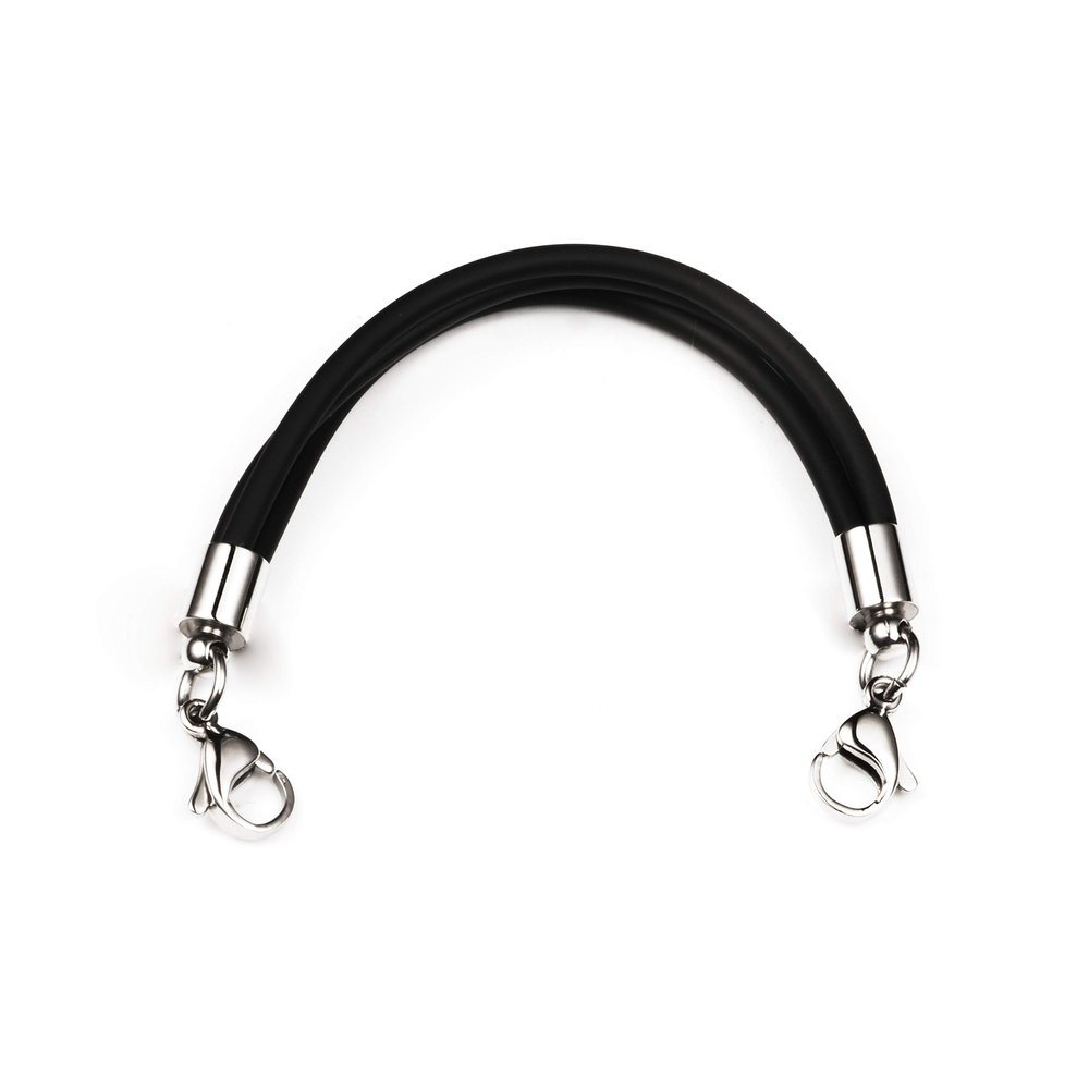 Medical Alert ID Triple Strand Black Silicone Replacement Bracelet - 5 Sizes! (6.5)