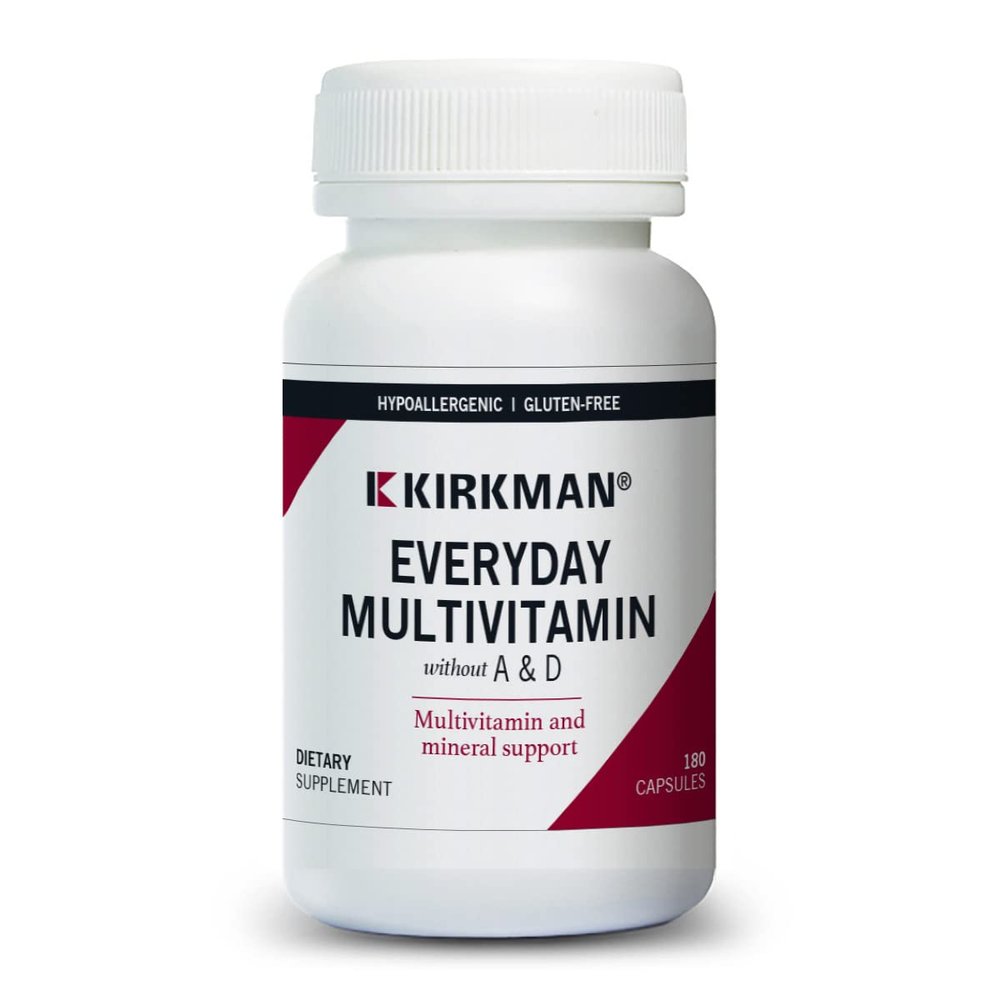Kirkman - Everyday Multivitamin Without Vitamins A & D - 180 Capsules - Comprehensive Multivitamin - Mineral Support - Hypoallergenic