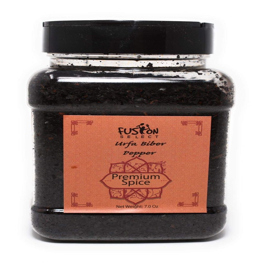 Fusion Select Premium Urfa Biber Pepper - Red Turkish Chili for Cooking & Seasoning - Burgundy Spice for Kitchen or Pantry - Sealed Jar, Double Flip Lids - Isot Pepper Flakes, Made in Turkey (7 Oz)