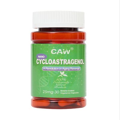 CAW Nano Cycloastragenol 98% 25mg 30 Caps | Telomerase Activation DNA Repair | Immunity Boost Better Absorption | Enteric-Coated Vegetarian Capsules (1 Bottle)