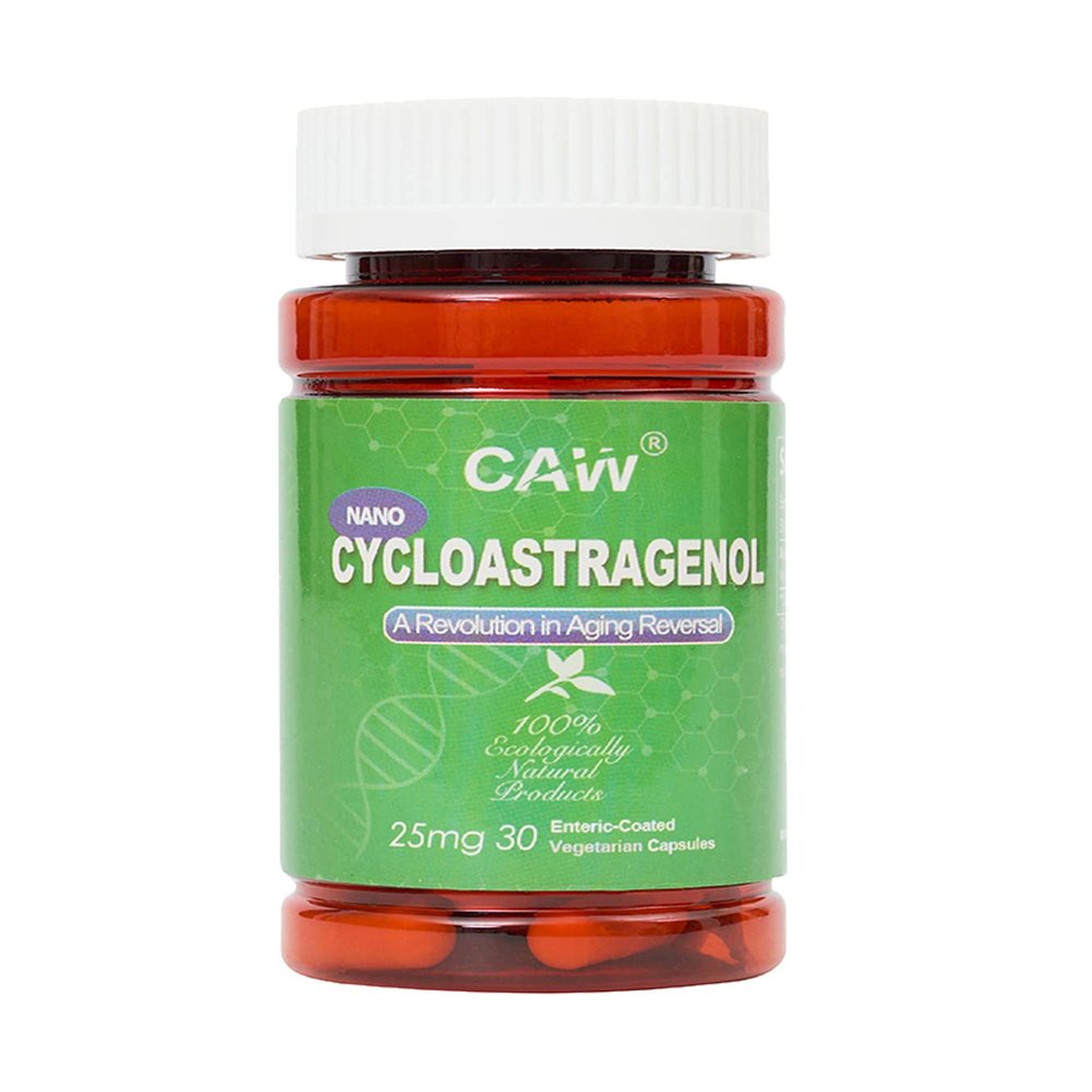 CAW Nano Cycloastragenol 98% 25mg 30 Caps | Telomerase Activation DNA Repair | Immunity Boost Better Absorption | Enteric-Coated Vegetarian Capsules (1 Bottle)
