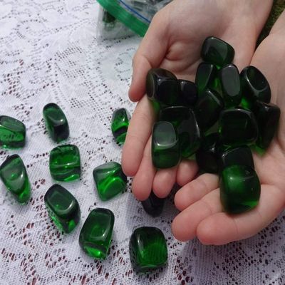 5pc Gaia Stone Green Obsidian Medium Tumbled & Polished Healing Crystal Gemstone Specimens from Washington, USA C